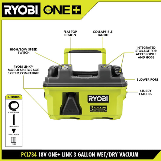 18V ONE+ LINK™ 3 GALLON WET/DRY VACUUM