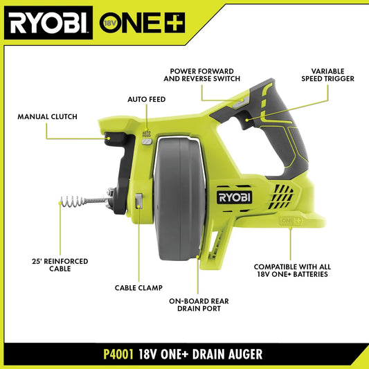 18V ONE+ Drain Auger (Tool Only)