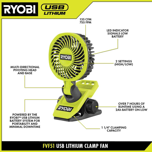 USB LITHIUM CLAMP FAN KIT