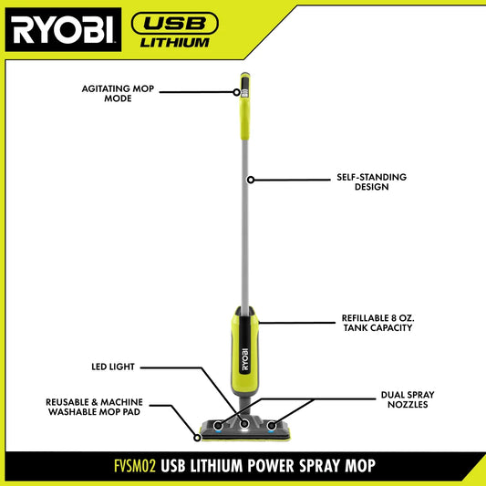 USB LITHIUM POWER SPRAY MOP KIT