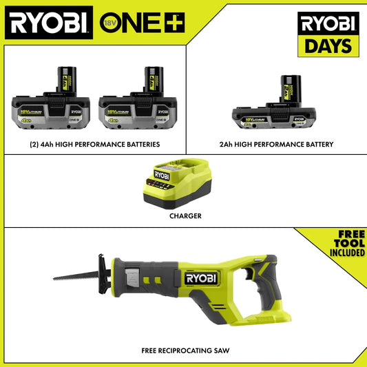 18V ONE+ LITHIUM HIGH PERFORMANCE STARTER KIT WITH FREE 18V ONE+ RECIPROCATING SAW