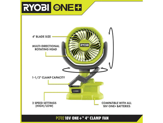 18V ONE+ 4" Clamp Fan