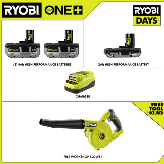 18V ONE+ LITHIUM HIGH PERFORMANCE STARTER KIT WITH FREE 18V ONE+ WORKSHOP BLOWER