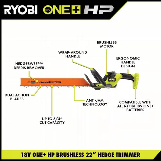 18V ONE+ HP Brushless 22" Hedge Trimmer