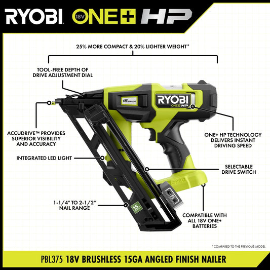 18V ONE+ HP BRUSHLESS 15GA ANGLED FINISH NAILER