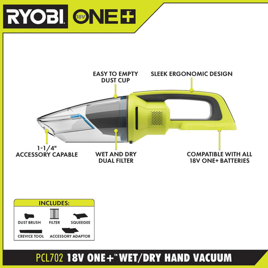18V ONE+ WET/DRY HAND VACUUM