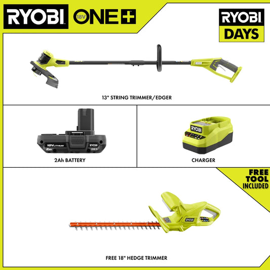 18V ONE+ LITHIUM HIGH PERFORMANCE STARTER KIT WITH FREE 18V ONE+ 18" HEDGE TRIMMER